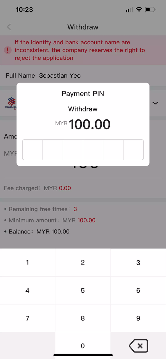 Winbox Withdraw Pin
