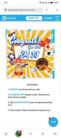 Scratch and Win past winner sharing
