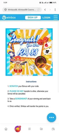Scratch and Win past winner sharing