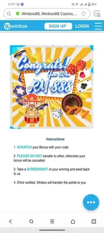 Scratch and Win past winner sharing